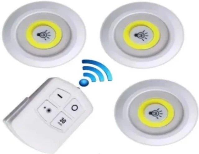 Kit 3 Lâmpada Luminária Led Sem Fio e Controle Remoto - Eletrônicos Geniais