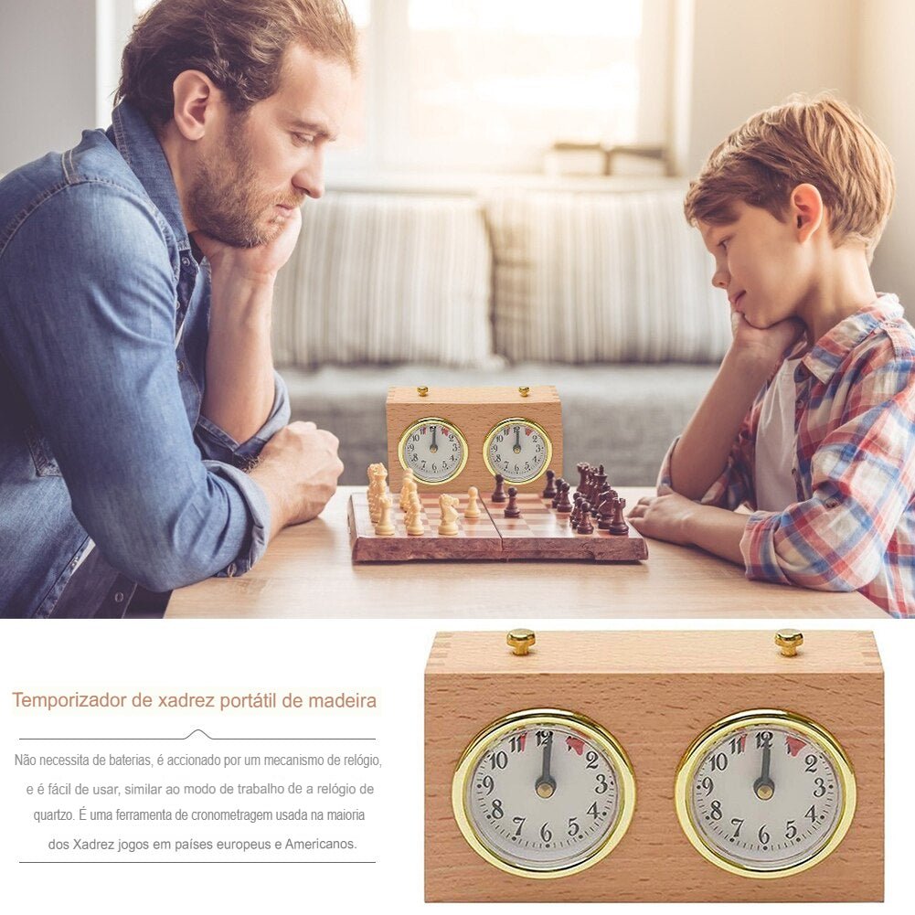 Relógio de xadrez mecânico para relógio temporizador de jogo de xadrez não  é necessário bateria