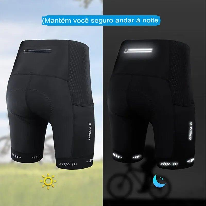 Shorts de Ciclismo com Bolso Traseiro para Homens - Eletrônicos Geniais